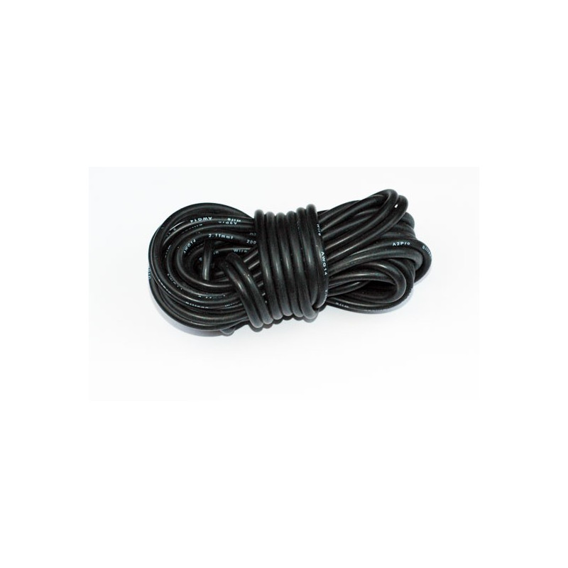 Chargeur pour accu pour appareil radiocommandé Fil silicone AWG14 2.12mm2 Noir Longueur 5m
