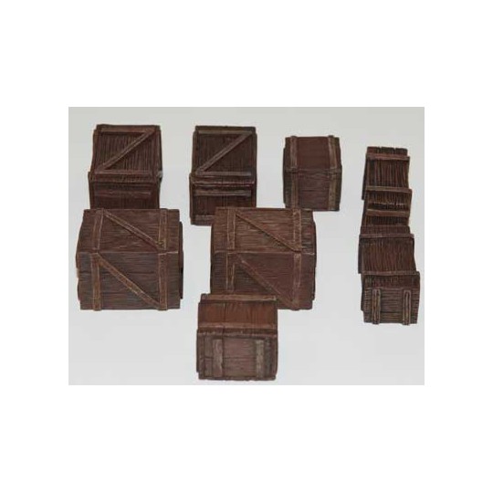 Maquette Diorama montéee et peinte CAISSES EN BOIS (8 pcs) 1/48