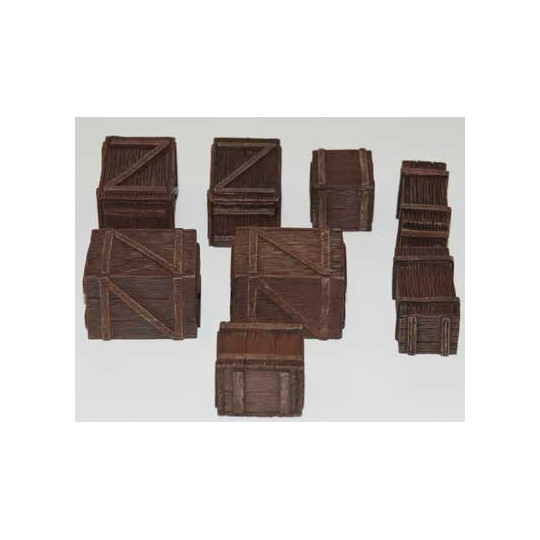 Maquette Diorama montéee et peinte CAISSES EN BOIS (8 pcs) 1/48