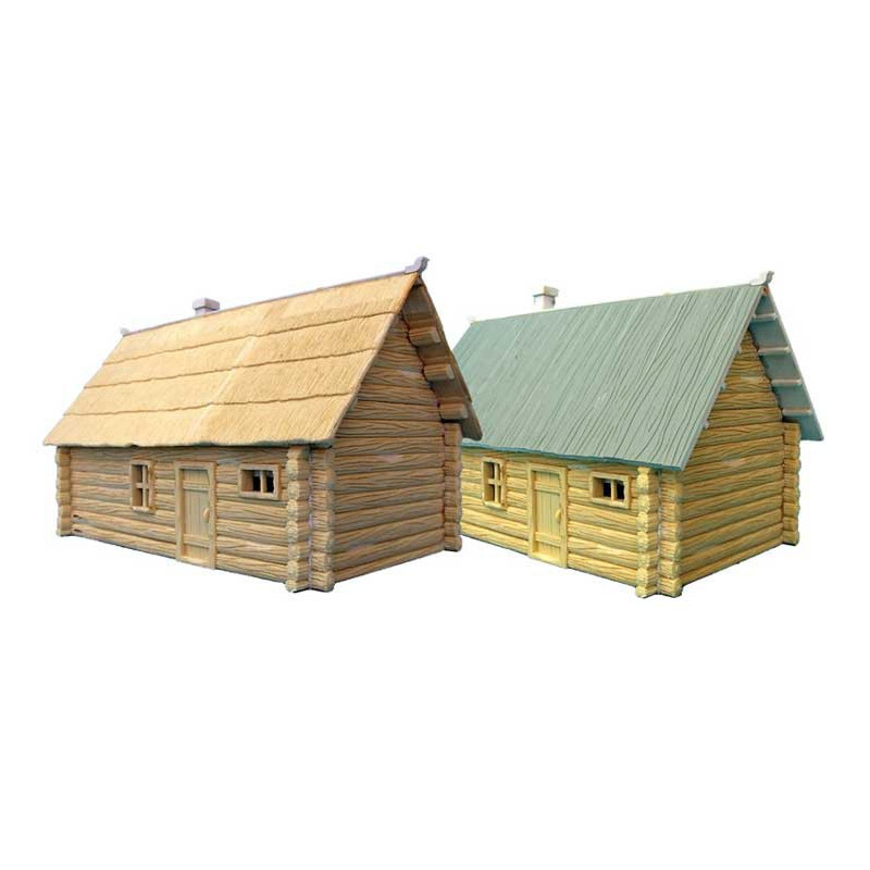 Maquette Diorama montéee et peinte MAISONS EN BOISRUSSES 1/72